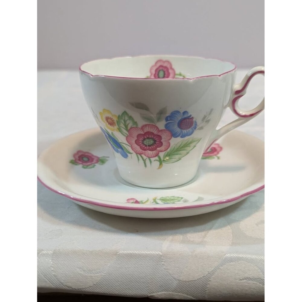 SHELLEY "Pink Floral" Teacup & Saucer